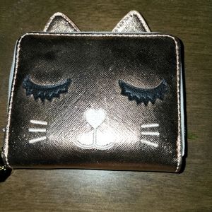 Super cute Luv Betsy Cat Wallet. Rose colored, heart lining, change and card sec